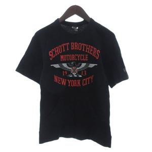 ショット SCHOTT カットソー Tシャツ 半袖 プリント モーターサイクル コットン 1913 黒 ブラック S メンズ