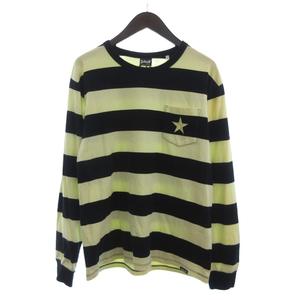 ショット SCHOTT Tシャツ カットソー 長袖 ボーダー 星 刺繍 コットン 黃 黒 イエロー ブラック M メンズ