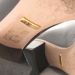 グッチ GUCCI マーモント パンプス フリンジ GGロゴ レザー チャンキー