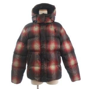 ポロ ラルフローレン POLO RALPH LAUREN 美品 ダウンジャケット 長袖 チェック ロゴ 刺繍 赤系 SP レディース