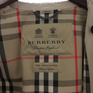 バーバリー BURBERRY KENSINGTON トレンチコート 長袖 裏地チェック柄 50 ベージュ メンズ