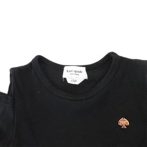 ケイトスペード KATE SPADE 美品 ワンピース オープンショルダー 黒 ブラック 長袖 ハート柄 コールドショルダー /MG キッズ