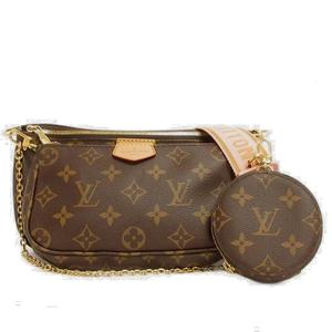 ルイヴィトン LOUIS VUITTON 美品 ミュルティ ポシェット アクセソワール ショルダーバッグ モノグラム M44840 茶 ブラウン 鞄 レディース