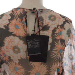 未使用品 プラダ PRADA タグ付き BXV CHIFFONE FIORE ブラウス 花柄 シルクシフォン 七分袖 38 オレンジ レディース