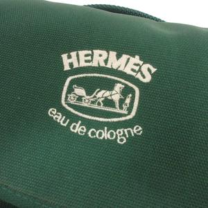 エルメス HERMES ノベルティ オーデコロン バッグ キャンバス ロゴ 刺繍 緑 グリーン レディース