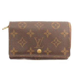 ルイヴィトン LOUIS VUITTON モノグラム ポルトモネ 財布 二つ折り レザー 総柄 M61730 茶 ブラウン ウォレット メンズ
