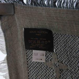 ルイヴィトン LOUIS VUITTON 美品 モノグラム ネオナット ショール M73677 LVロゴ スクエア 大判 黒 ブラック メンズ レディース