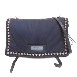 プラダ PRADA エティケット ショルダーバッグ ナイロン 1BD081 フラップ 斜めがけ 紺 ネイビー レディース