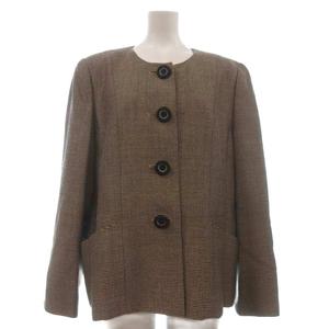 レリアン Leilian ノーカラージャケット 長袖 ベージュ 13+ レディース