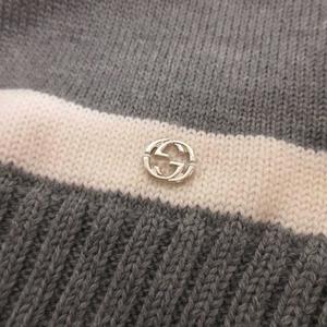 グッチ GUCCI ウール ニット マフラー GG ライン バイカラー グレー ■OOM メンズ レディース