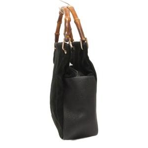 グッチ GUCCI ヴィンテージ オールド バンブー ハンドル ハンドバッグ スエード 000 3444 0580 黒 ブラック 鞄 レディース