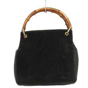 グッチ GUCCI ヴィンテージ オールド バンブー ハンドル ハンドバッグ スエード 000 3444 0580 黒 ブラック 鞄 レディース