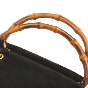 グッチ GUCCI ヴィンテージ オールド バンブー ハンドル ハンドバッグ スエード 000 3444 0580 黒 ブラック 鞄 レディース