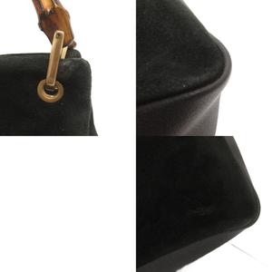 グッチ GUCCI ヴィンテージ オールド バンブー ハンドル ハンドバッグ スエード 000 3444 0580 黒 ブラック 鞄 レディース