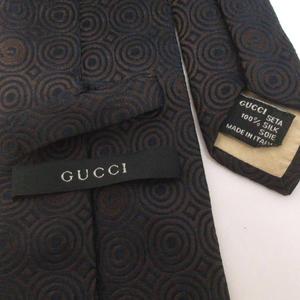 グッチ GUCCI ネクタイ レギュラータイ 総柄  ロゴ ブラウン ネイビー系 メンズ