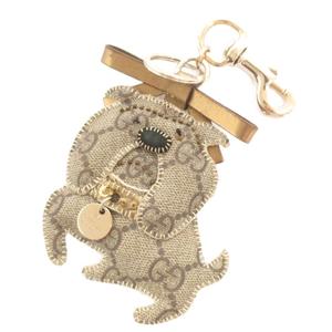 グッチ GUCCI グッチョリ キーホルダー キーリング チャーム GG ブルドック 犬 ベージュ 小物 レディース