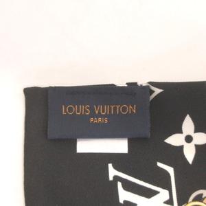 ルイヴィトン LOUIS VUITTON 美品 バンドーコンフィデンシャル モノグラム スカーフ 総柄 チェーン シルク M78656 黒 ブラック 小物 レディース