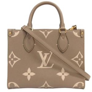 ルイヴィトン LOUIS VUITTON M45779 オンザゴー PM ハンドバッグ ショルダー 2way バイカラー モノグラム アンプラントレザー トゥルトレール クレーム グレージュ系 ☆AA★ レディース
