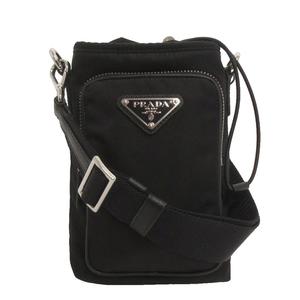 プラダ PRADA 美品 Re-Nylon スマートフォンケース ショルダーバッグ トライアングルロゴ 2ZH155 黒 ブラック 小物 鞄 レディース