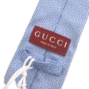 未使用品 グッチ GUCCI タグ付き ネクタイ レギュラータイ シルク 総柄 青 ブルー 小物 メンズ