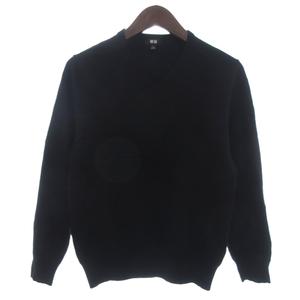 ユニクロ UNIQLO カシミヤ Vネック セーター ニット 149125 黒 ブラック L ■OOM メンズ