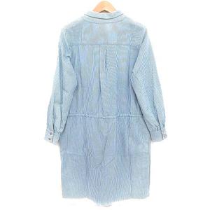 ドゥアルシーヴ Doux Archives デニムシャツ ワンピース ストライプ ひざ丈 長袖 7分袖 ブルー 38 Vg レディース 003 ベクトルパーク
