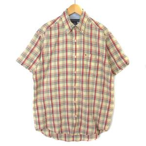 トミーヒルフィガー Tommy Hilfiger チェックシャツ 半袖 ワンポイント ボタンダウン イエロー レッド S メンズ 003 ベクトルパーク
