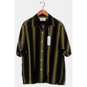 未使用品 2022SS WACKO MARIA ワコマリア STRIPED OPEN COLLAR SHIRT S/S ( TYPE-1 ) ストライプオープンカラーシャツ L BLACK ブラック 22SS-WMS-OC14 /● メンズ