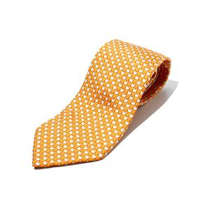 HERMES エルメス 5519 UA 魚 カニ フィッシュ クラブ 総柄 シルク ネクタイ ORANGE オレンジ フランス製 /● メンズ