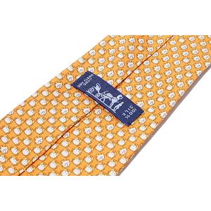HERMES エルメス 5519 UA 魚 カニ フィッシュ クラブ 総柄 シルク ネクタイ ORANGE オレンジ フランス製 /● メンズ
