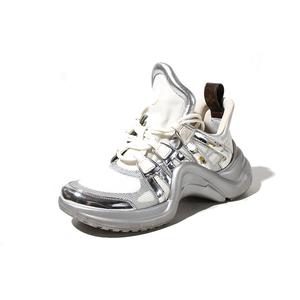 ルイヴィトン LOUIS VUITTON LOUIS VUITTON ルイヴィトン アークライトレースアップ 厚底 スニーカー シューズ 靴 38 1/2 WHITE Silver ホワイト シルバー /● レディース