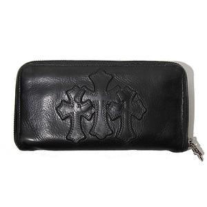 CHROME HEARTS クロムハーツ REC ZIP 3PTCH 3セメタリークロスパッチ ウォレット ダガー ジップ ラウンドファスナー 長財布 ロングウォレット F BLACK ブラック /● メンズ