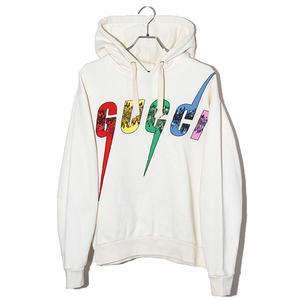 GUCCI グッチ ブレードロゴ スパンコール フーディー パーカー XS IVORY アイボリー 469251 イタリア製 国内正規品 /● メンズ