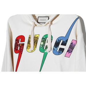 GUCCI グッチ ブレードロゴ スパンコール フーディー パーカー XS IVORY アイボリー 469251 イタリア製 国内正規品 /● メンズ