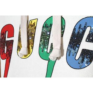 GUCCI グッチ ブレードロゴ スパンコール フーディー パーカー XS IVORY アイボリー 469251 イタリア製 国内正規品 /● メンズ