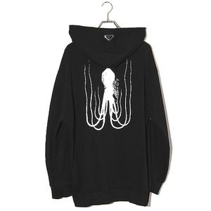 22SS PRADA プラダ トライアングルプレート グラフィック プリント スウェット ジップパーカー M BLACK ブラック UJL13A S221 ルーマニア製 /● メンズ