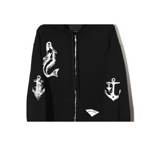 22SS PRADA プラダ トライアングルプレート グラフィック プリント スウェット ジップパーカー M BLACK ブラック UJL13A S221 ルーマニア製 /● メンズ