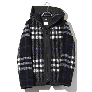 BURBERRY バーバリー Exaggerated Check Fleece Hooded Jacket エクストラジェイテッドチェック フリース フーデット ジャケット 34 BLACK ブラック /●☆ レディース