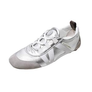 23cm LOUIS VUITTON LV スニーカリーナ メタリック グレインカーフレザー スニーカー モノグラム 36 SILVER シルバー 1AHOJB イタリア製 /●☆ レディース