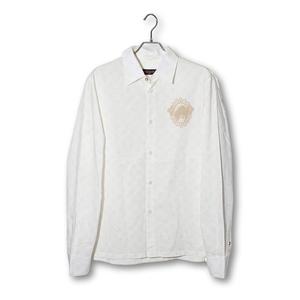 2024AW LOUIS VUITTON ルイヴィトン embroidery Monogram Sand L/S Shirt エンブロイダリー モノグラム 総柄 サンド L/S シャツ L WHITE ホワイト /● メンズ