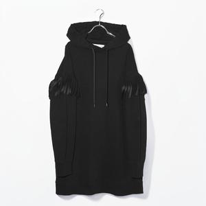 Martin Margiela 1 マルタンマルジェラ 1 FRINGED DETAIL HOODY フリンジ フーディー パーカー ワンピース M BLACK ブラック S51GU0052 /●☆ レディース
