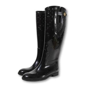 24.5cm LOUIS VUITTON ルイヴィトン ヴェルニドロップスライン ラバー モノグラム ショートブーツ レインシューズ 38 noir ノワール 1A8QUX /◆ レディース