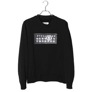 2024SS MM6 Maison Margiela エムエムシックス メゾンマルジェラ ナンバリング ロゴ プリント クルーネック スウェットシャツ トレーナー S BLACK ブラック S52GU0221 S25537 ポルトガル製 /●☆ レディース