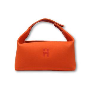 HERMES エルメス バス用ポーチ スモール トワル ブリッド ア ブラック ケース バニティバッグ GM シルバー金具 オランジュ・フー H104223M 05 フランス製 /● メンズ レディース