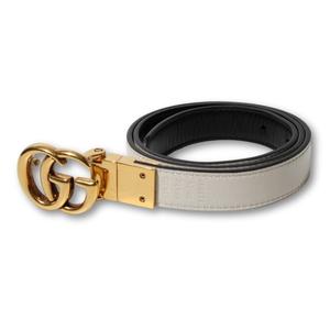 GUCCI グッチ GGエンブレム リバーシブル スリムベルト ブラック / オフホワイト 659418 0YATC 1089 /● ☆ レディース
