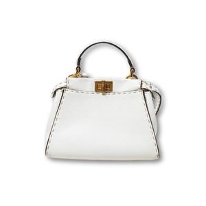 FENDI フェンディ HAND BAG PEEKABOO ハンドバッグ ピーカブ 2WAY ハンドバッグ ワンショルダーバッグ WHITE ホワイト イタリア製 /● レディース