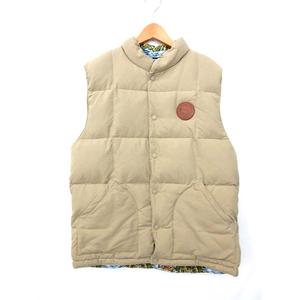 ステューシー STUSSY ダウンベスト リバーシブル ロゴ 総柄 ベージュ 