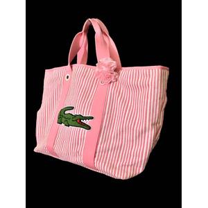 ラコステ LACOSTE トート バッグ パイル 大口 ロゴ ストライプ