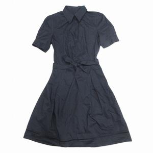 ロペ ROPE 美品 半袖 シャツ ワンピース カットソー 無地 膝丈 ハーフ 38 黒 ブラック/11■9 レディース