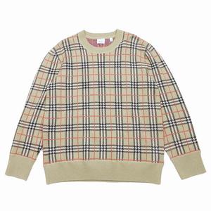 美品 バーバリー BURBERRY FLETCHER ノバチェック セーター ニット プルオーバー クルーネック 長袖 ウール 100% サイズL ARCHIVEBEIGE アーカイブベージュ メンズ/3/N92